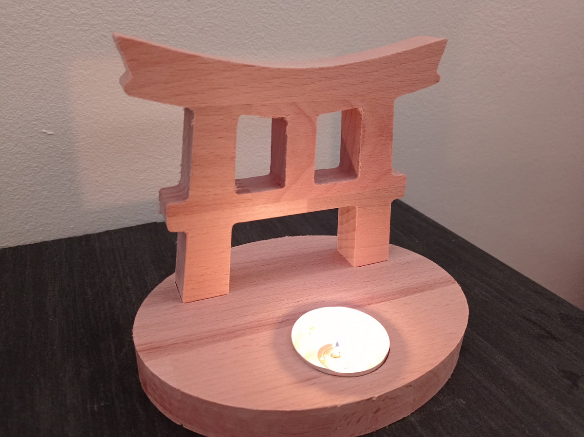 Japanese Torii Candle Light Holder made of wood.