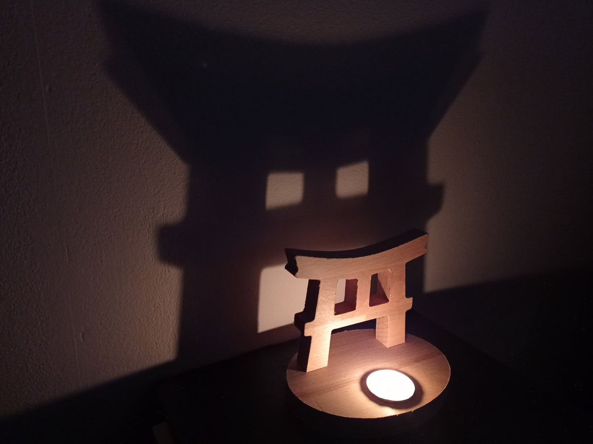 Japanese Torii Candle Light Holder made of wood.