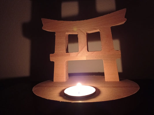 Japanisches Tor Torii Teelicht Kerzen Halter aus Holz