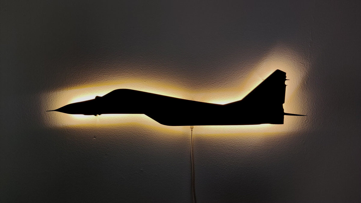 Mig-29 Mig29 Wood LED Wall Decoration (side view)