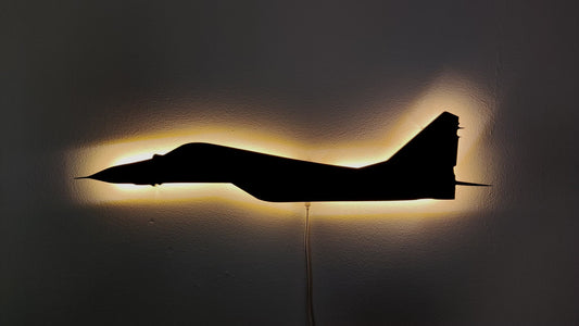 Mig-29 Mig29 Fulcrum Holz LED Wanddekoration / Nachtlicht (Seitenansicht)