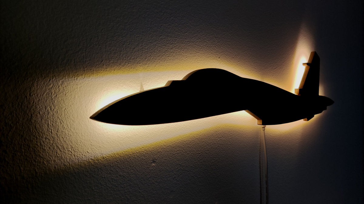 SU-27 Su27 Flanker Holz LED Wanddekoration / Nachtlicht (Seitenansicht)