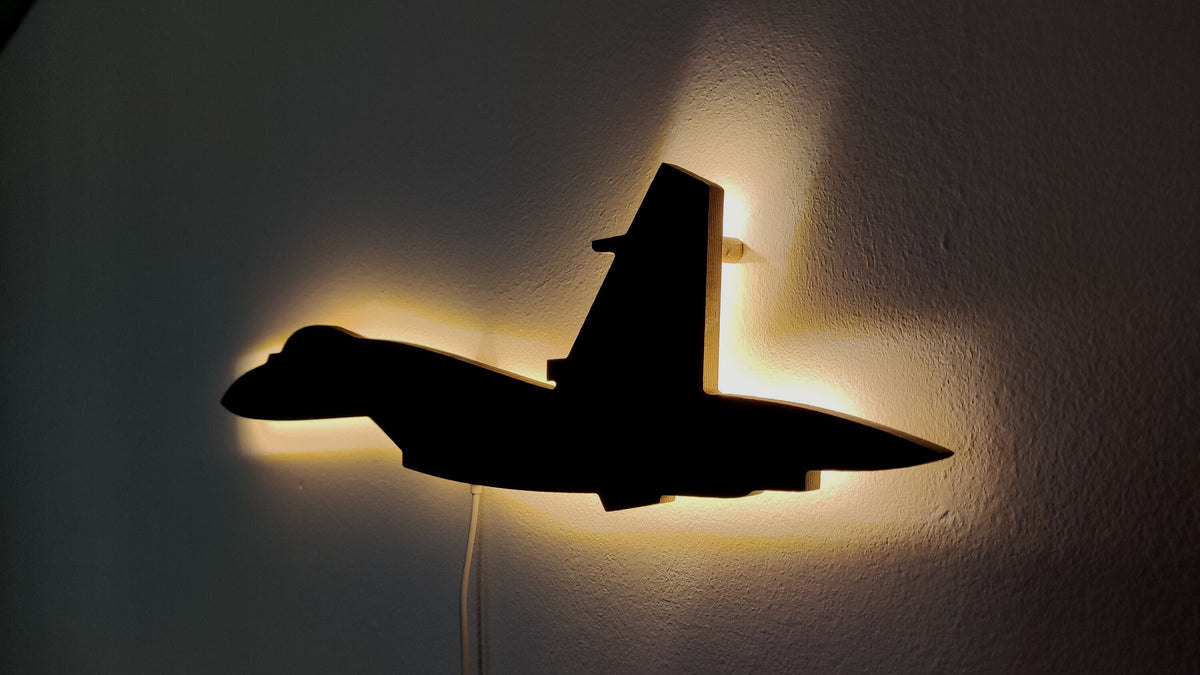 SU-27 Su27 Flanker Holz LED Wanddekoration / Nachtlicht (Seitenansicht)